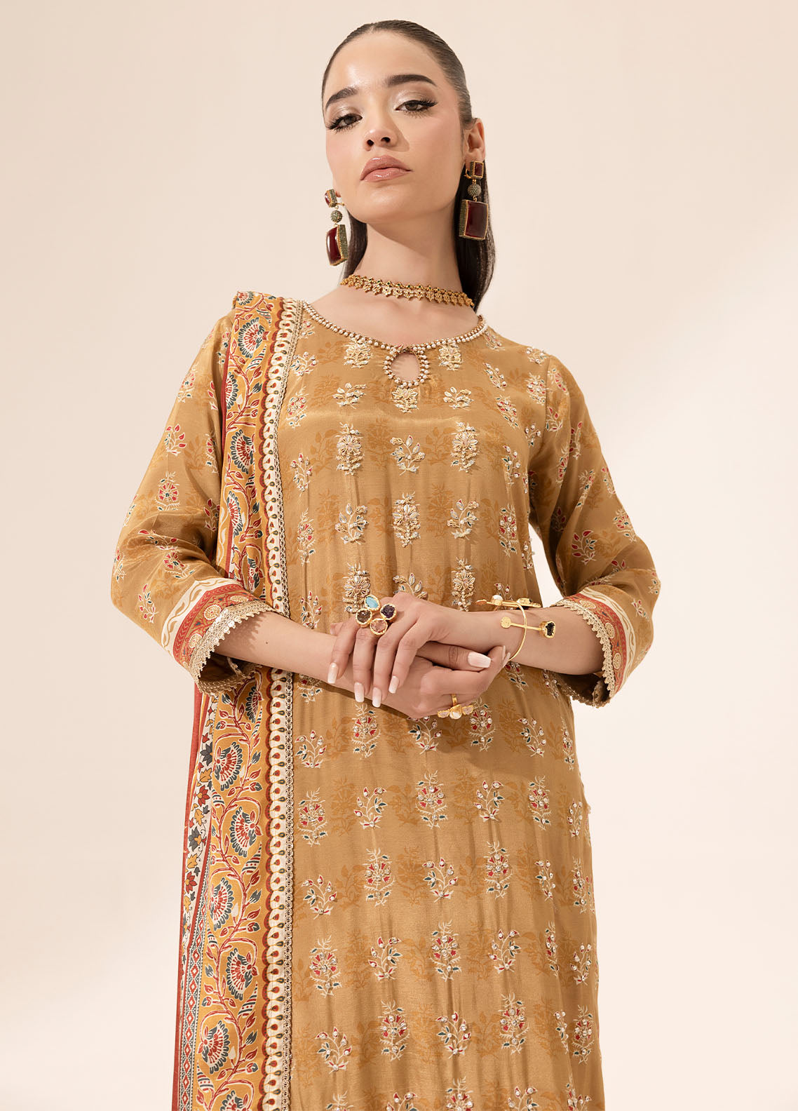 Digital printed handwork silk