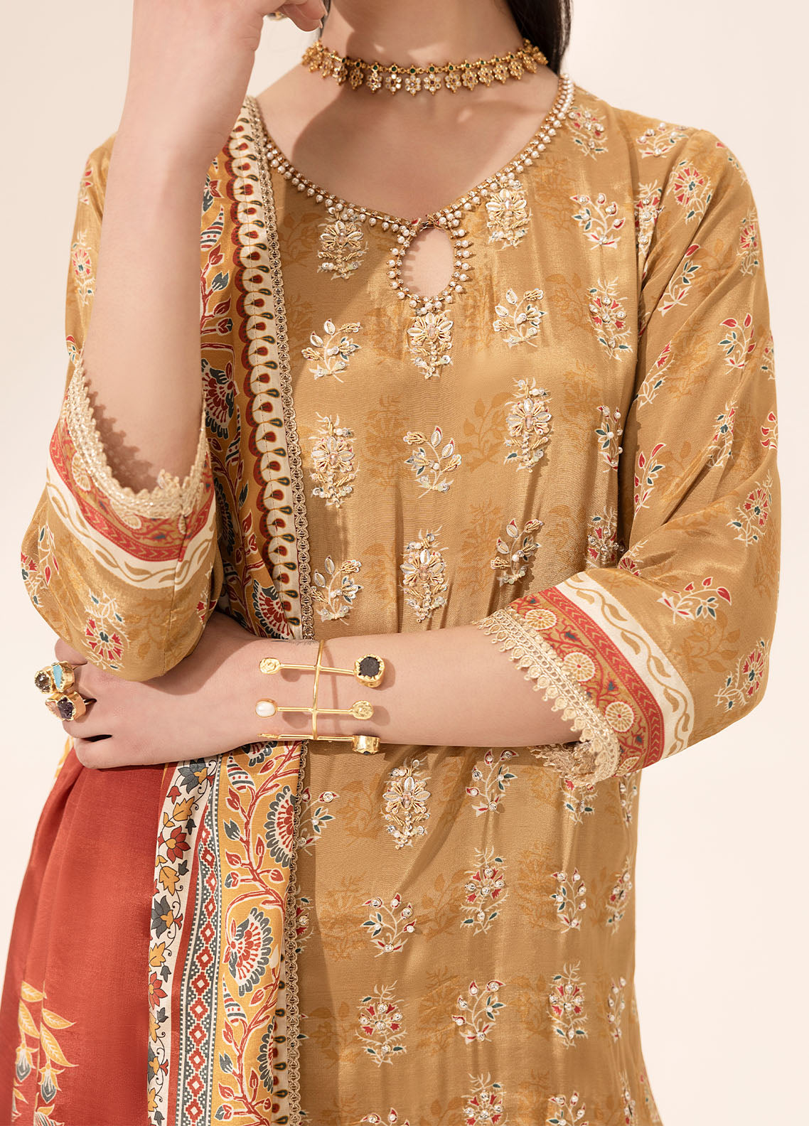 Digital printed handwork silk