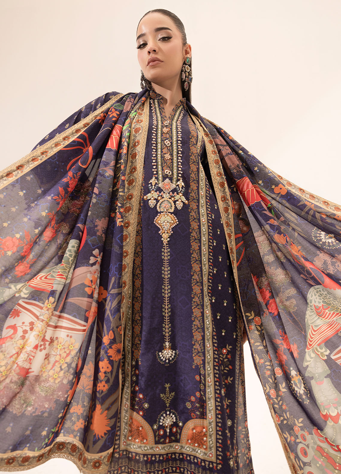 Digital printed handwork silk