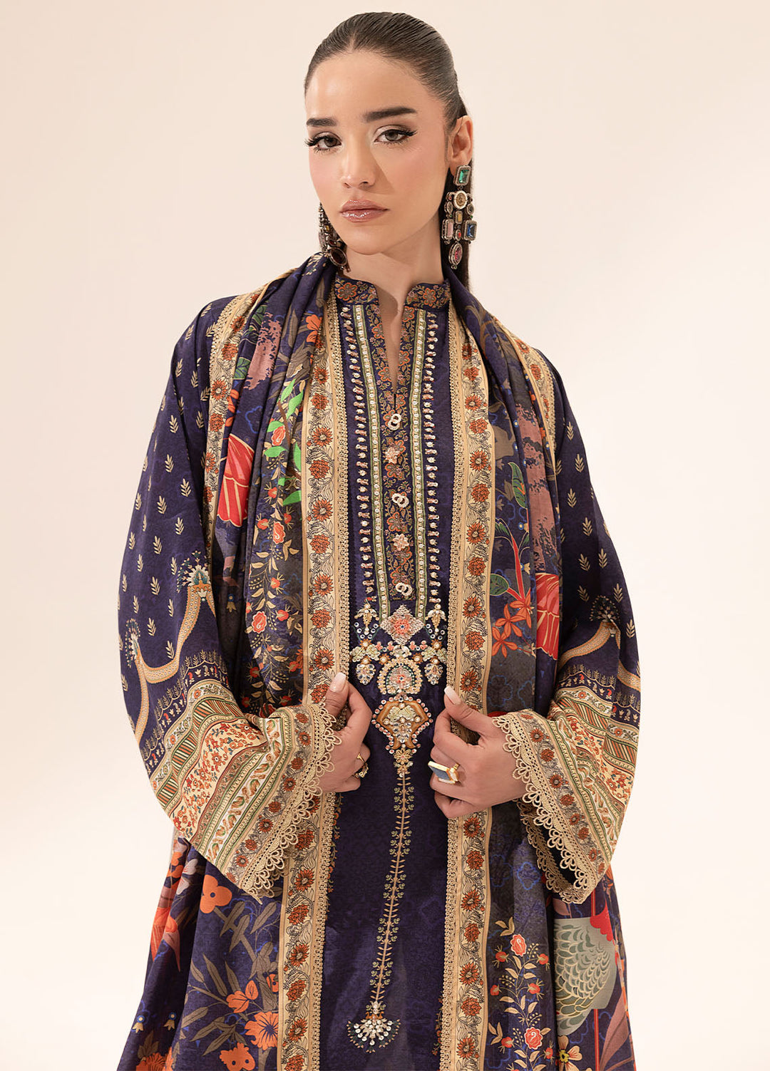 Digital printed handwork silk