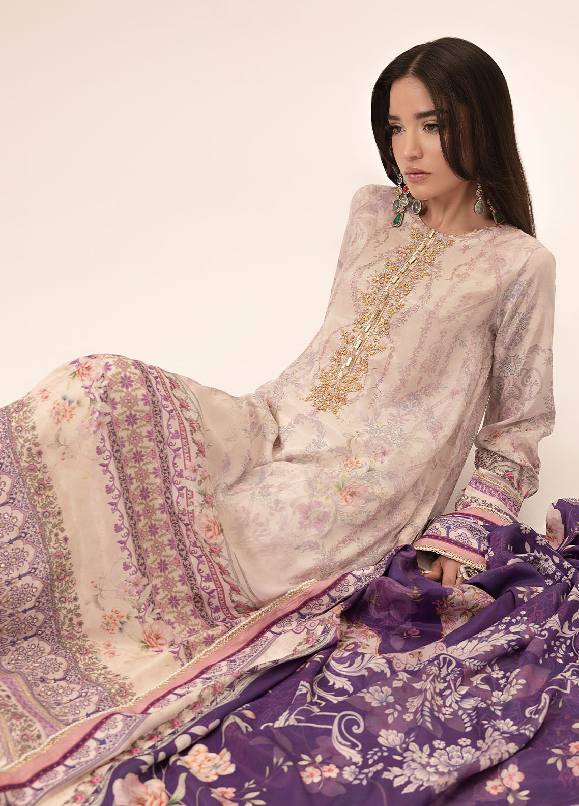 Digital printed handwork silk