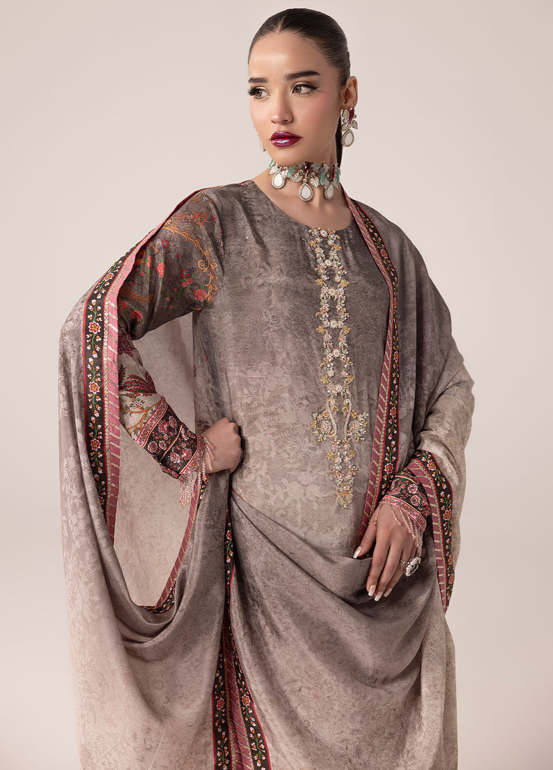 Digital printed handwork silk