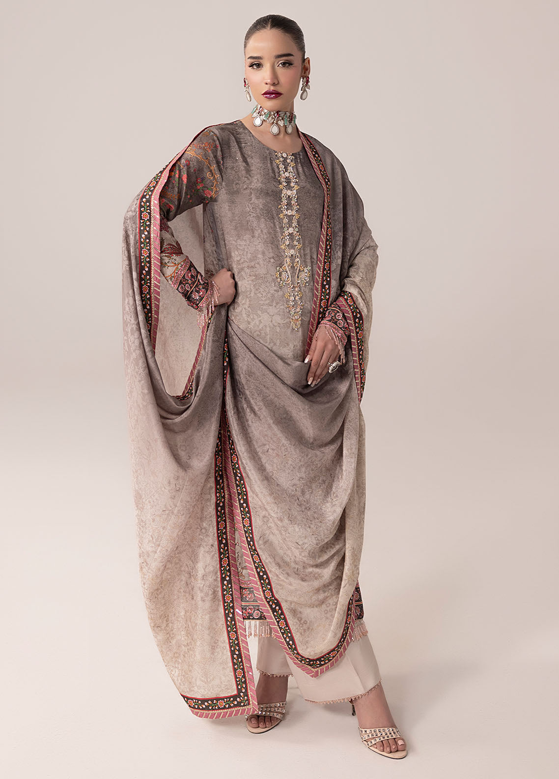 Digital printed handwork silk