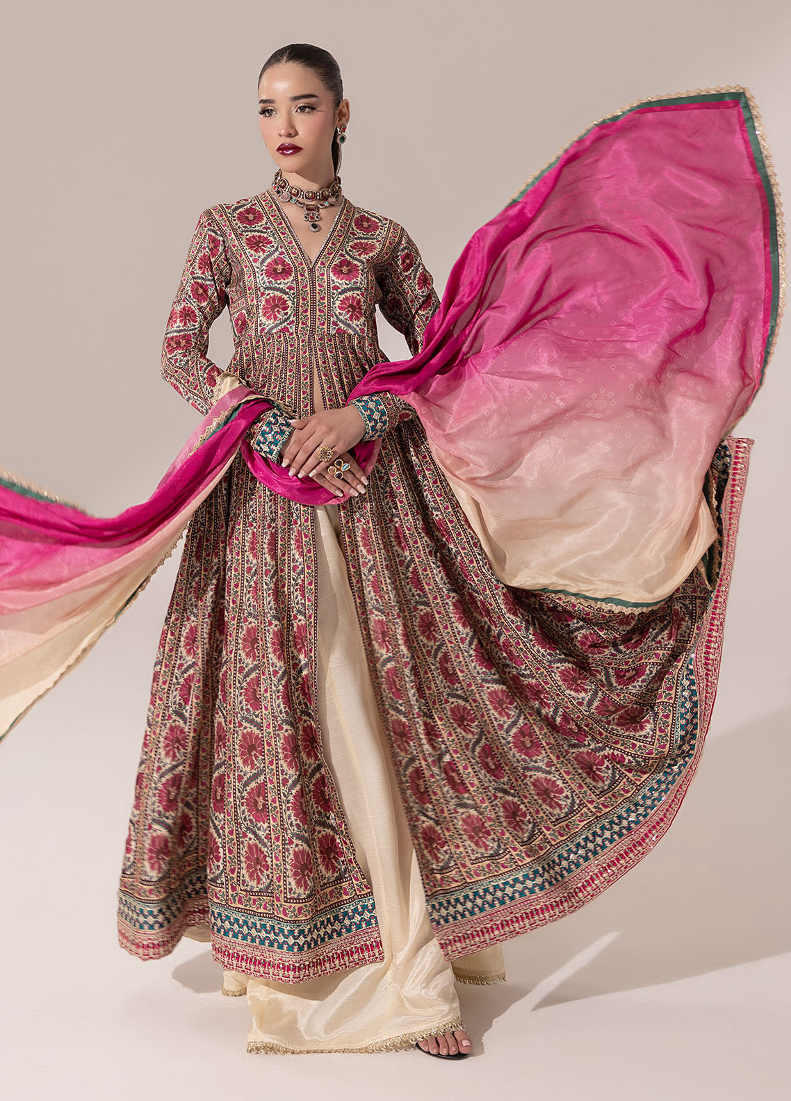 Digital printed handwork silk