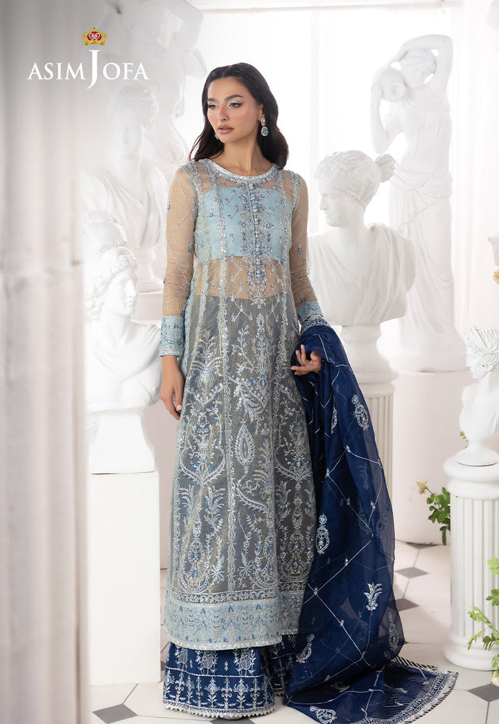 EMBROIDERED ZARI CHECK NET UNSTITCHED 3 PCS