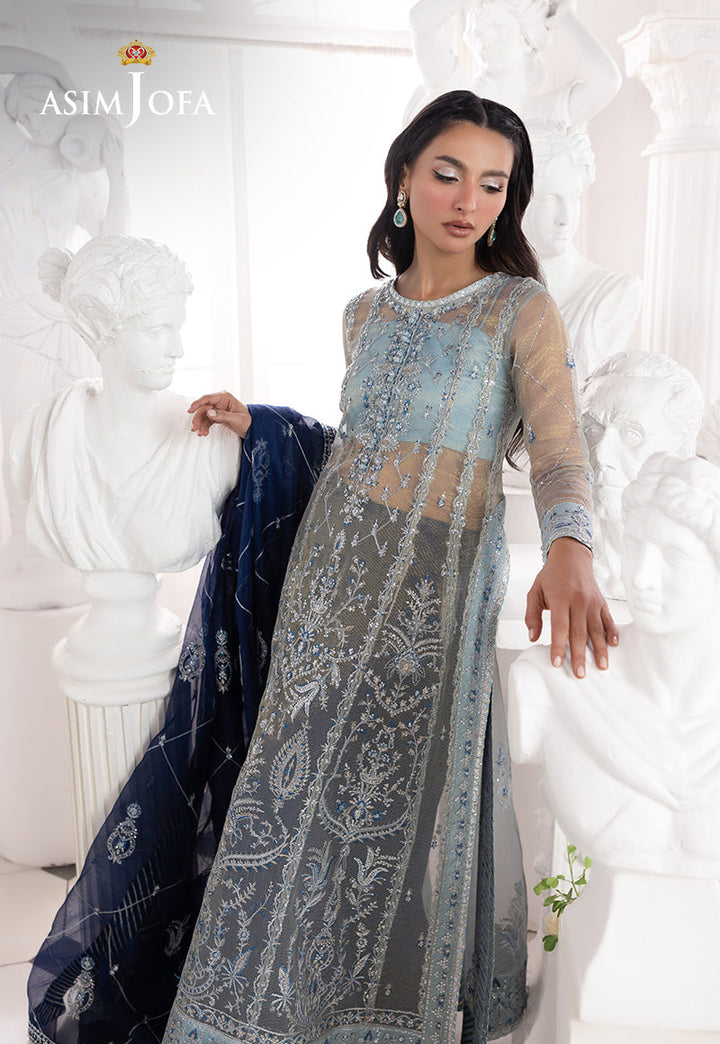 EMBROIDERED ZARI CHECK NET UNSTITCHED 3 PCS