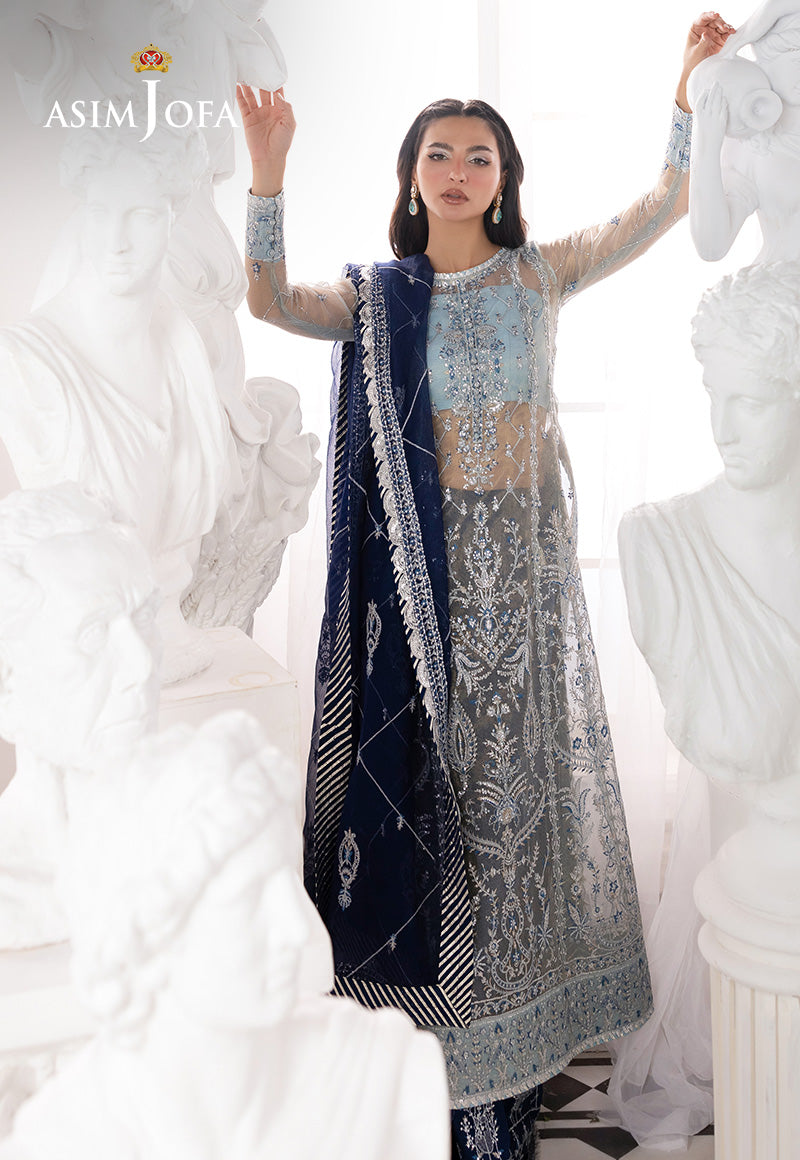 EMBROIDERED ZARI CHECK NET UNSTITCHED 3 PCS