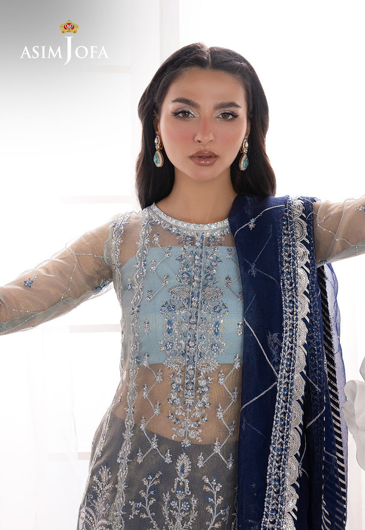 EMBROIDERED ZARI CHECK NET UNSTITCHED 3 PCS