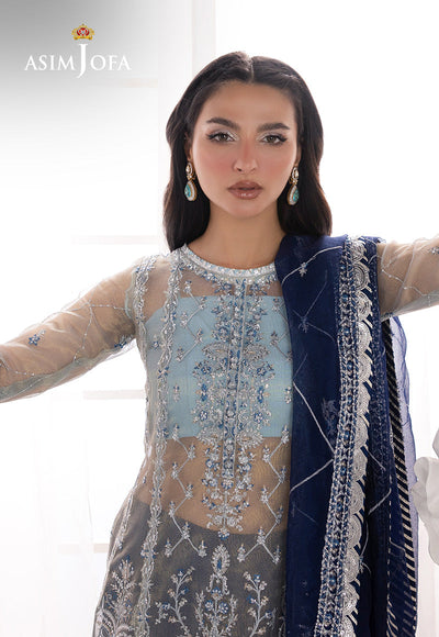 EMBROIDERED ZARI CHECK NET UNSTITCHED 3 PCS