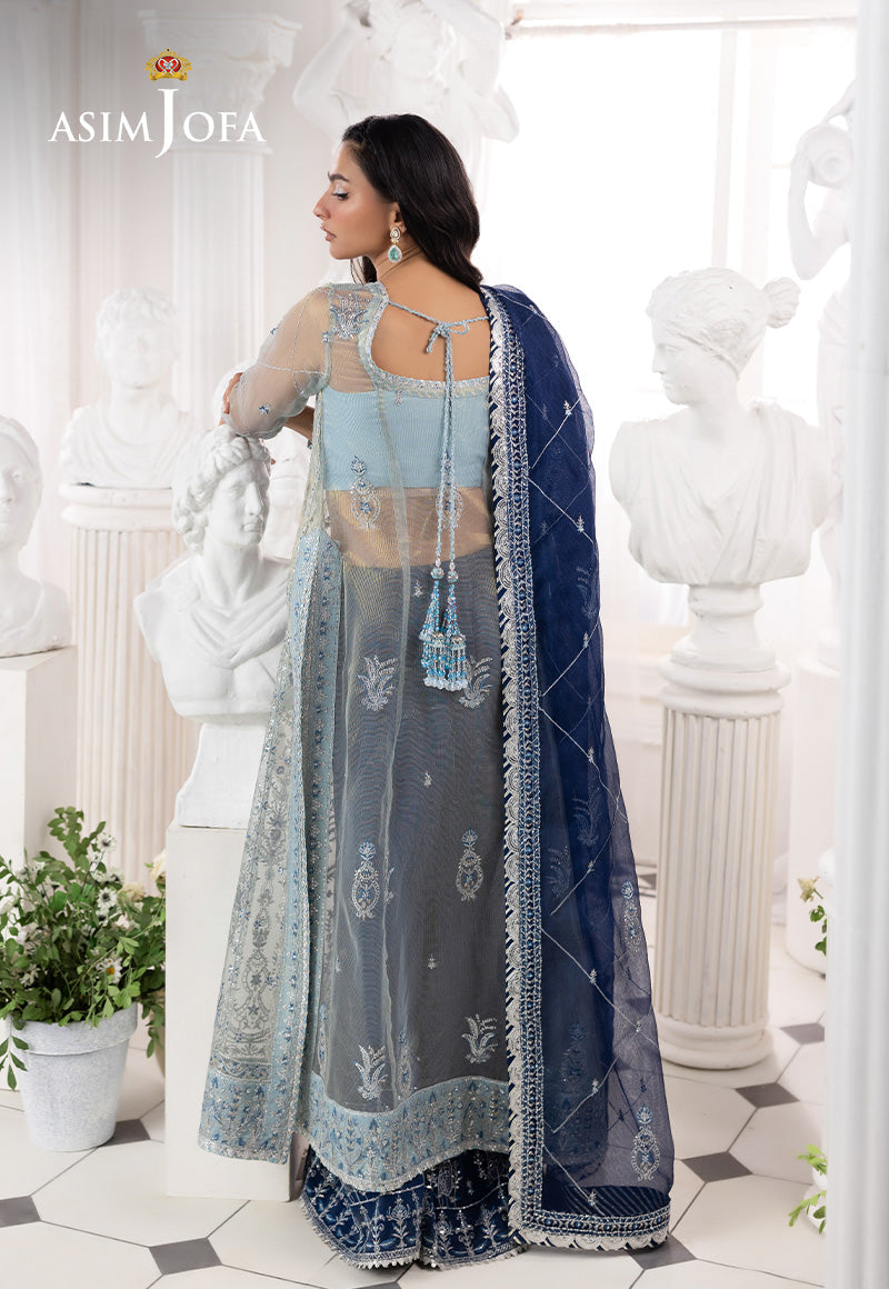 EMBROIDERED ZARI CHECK NET UNSTITCHED 3 PCS