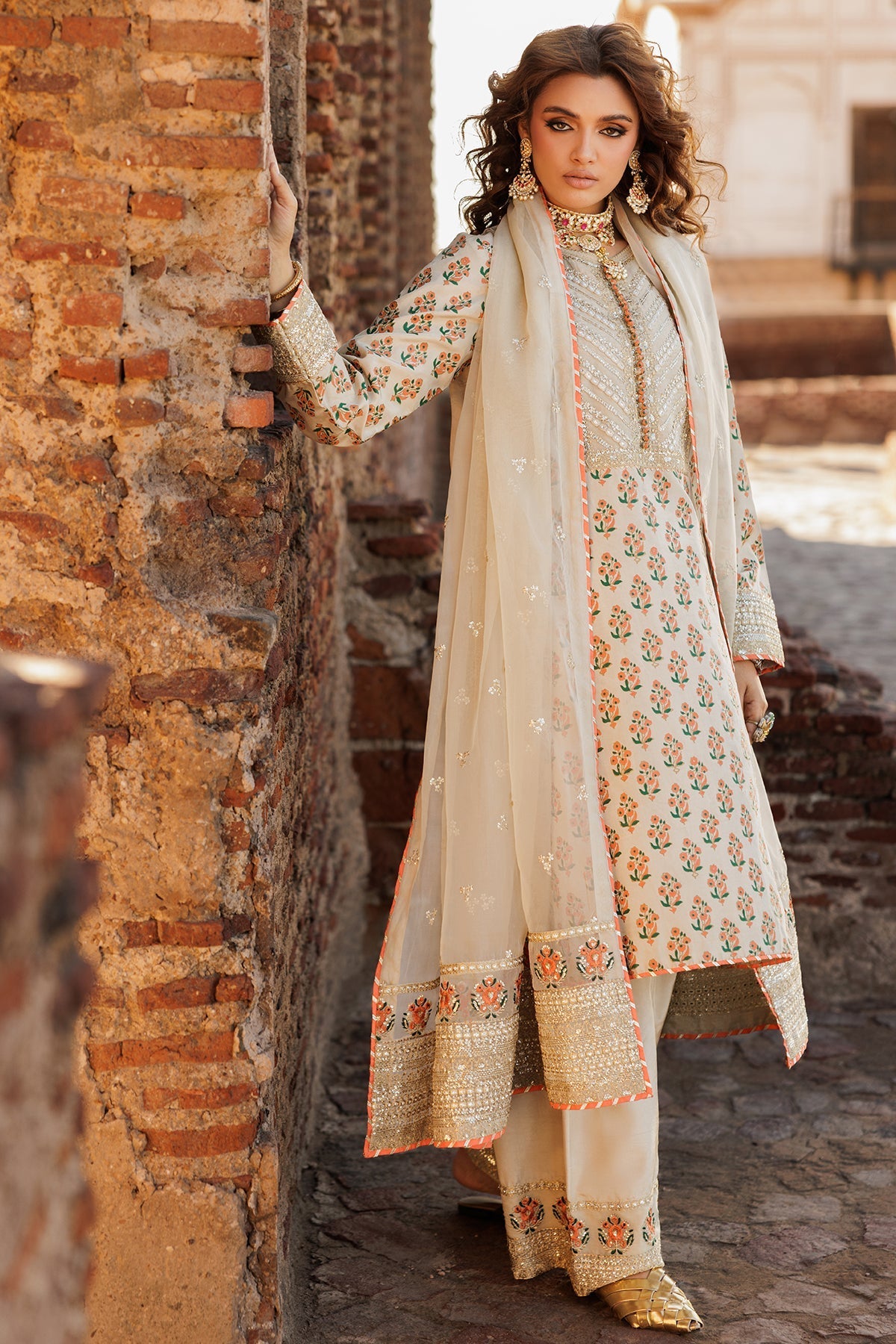 3-PC Embroidered Raw-Silk Suit (Pret)