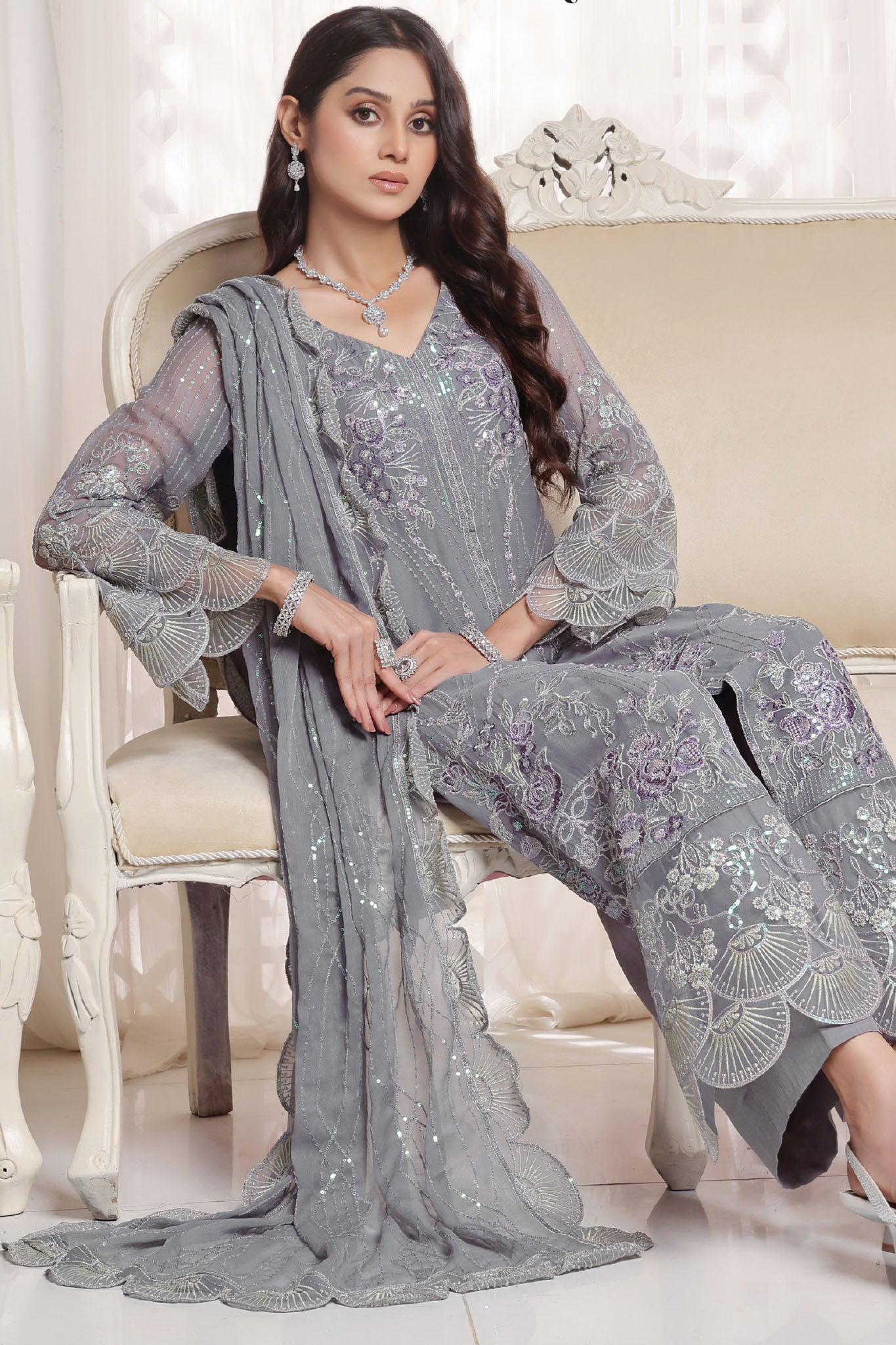 Myra Luxury Embroidered Chiffon 3 Piece