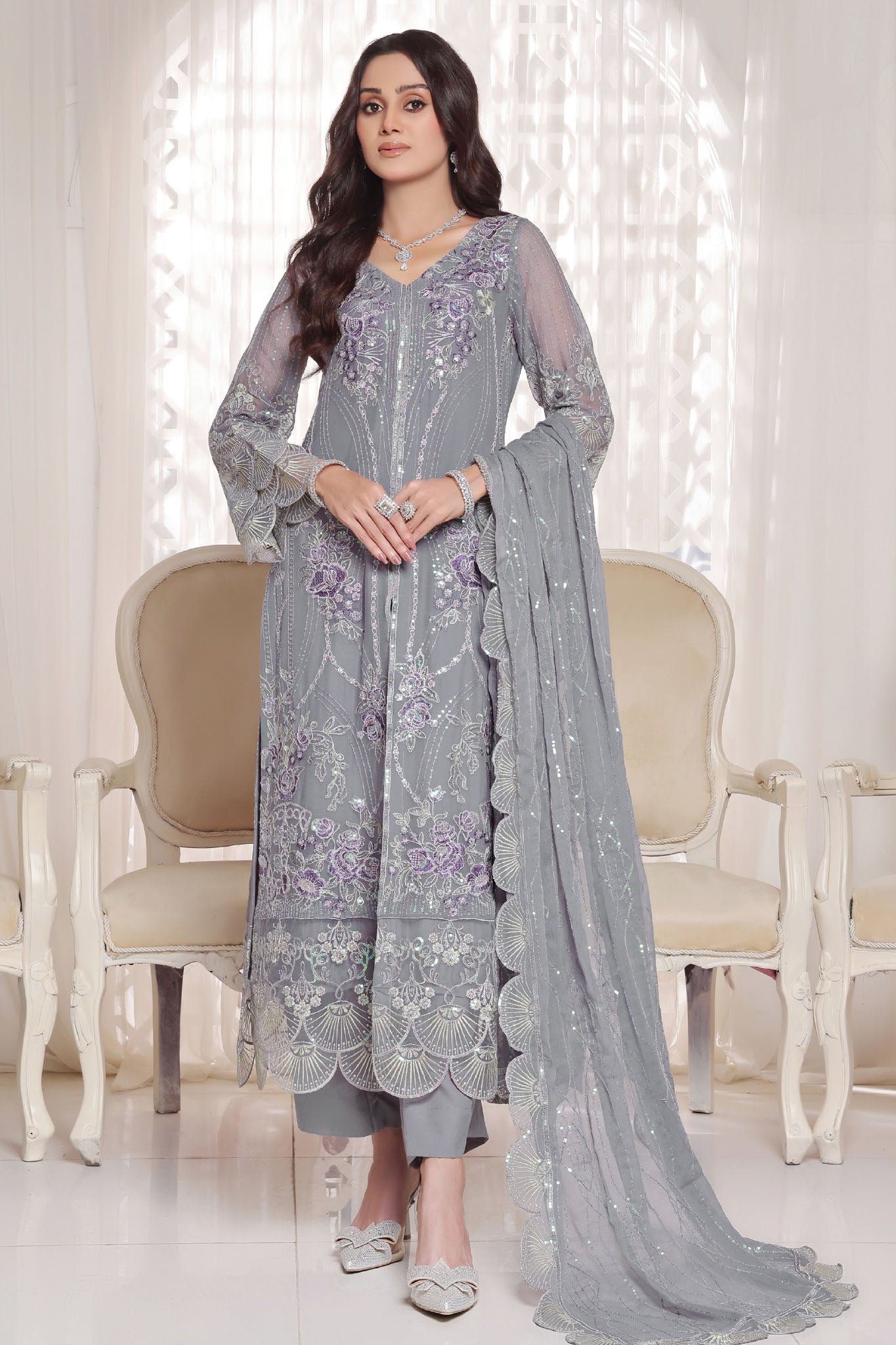 Myra Luxury Embroidered Chiffon 3 Piece