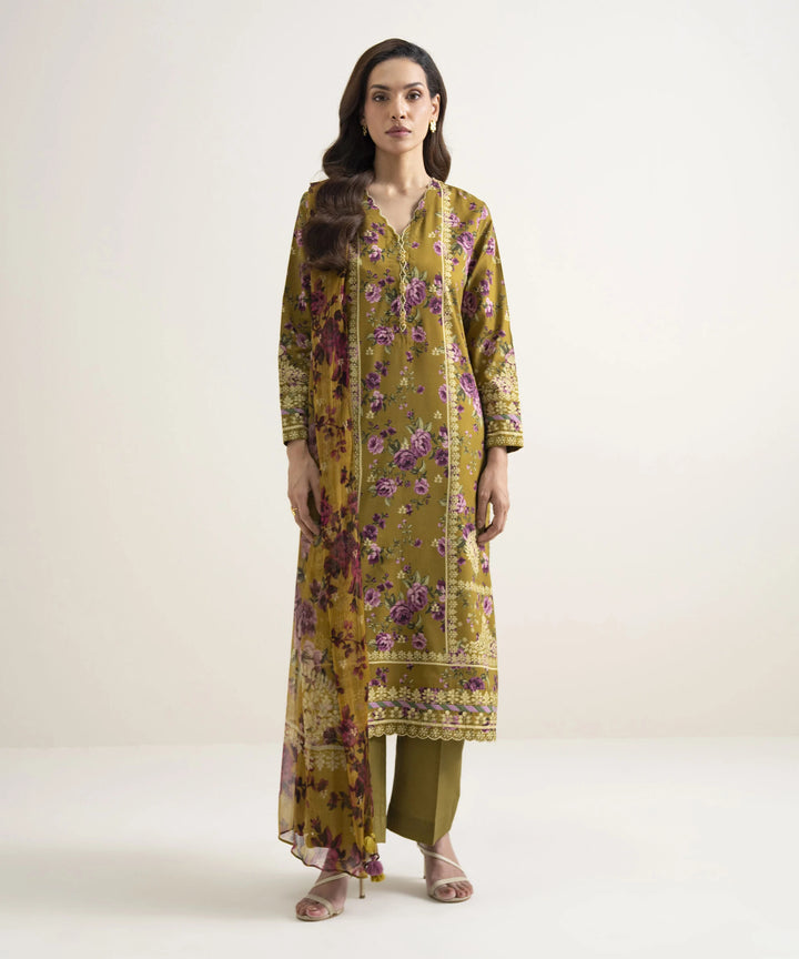 3 Piece - Printed Arabic Lawn Suit