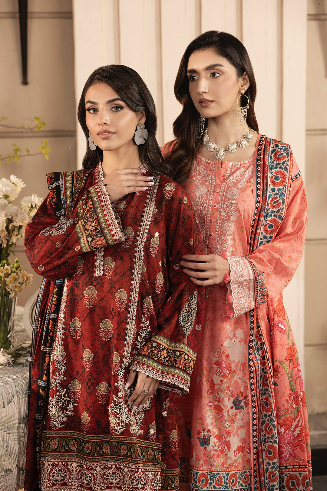 03 Piece Unstitched Embroidered With Printed Lawn Dupatta