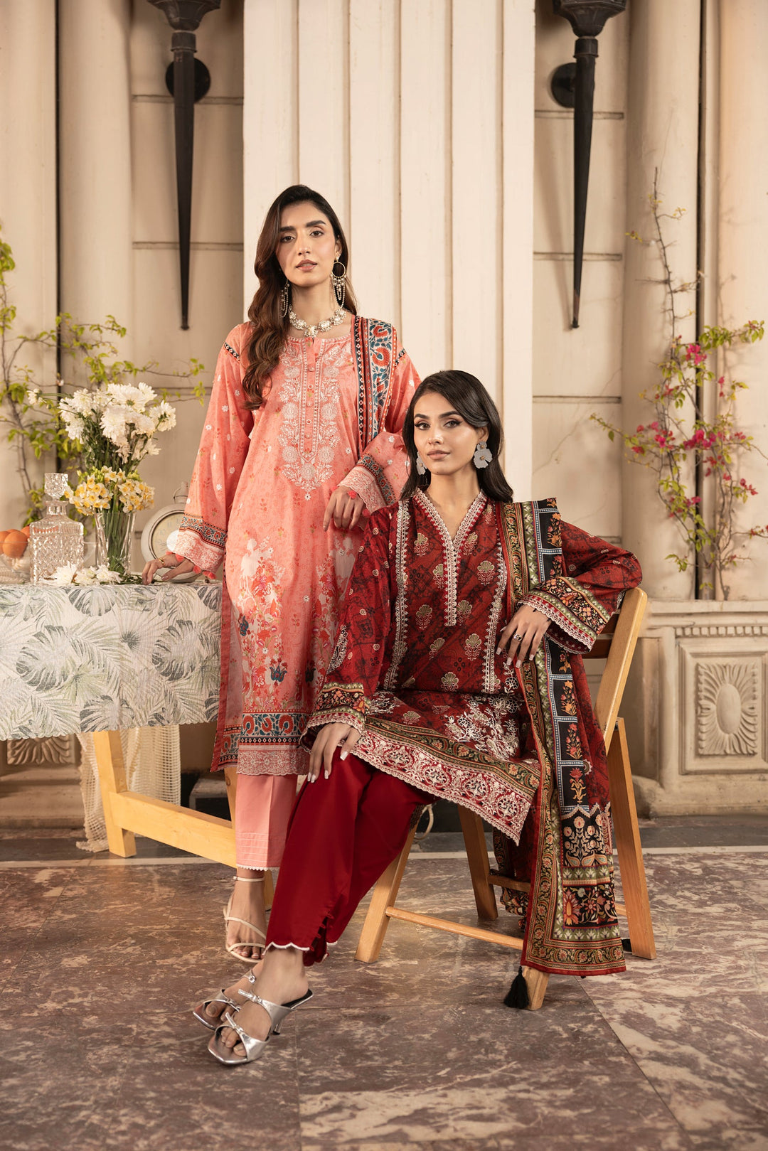 03 Piece Unstitched Embroidered With Printed Lawn Dupatta