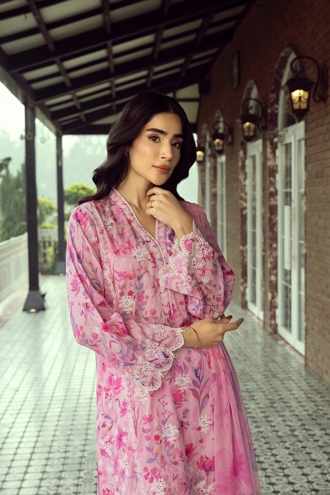 03 Piece Unstitched Printed Embroidered With Printed Chiffon Dupatta