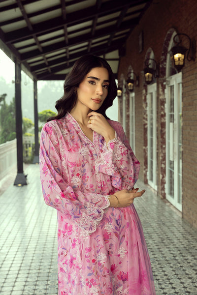 03 Piece Unstitched Printed Embroidered With Printed Chiffon Dupatta
