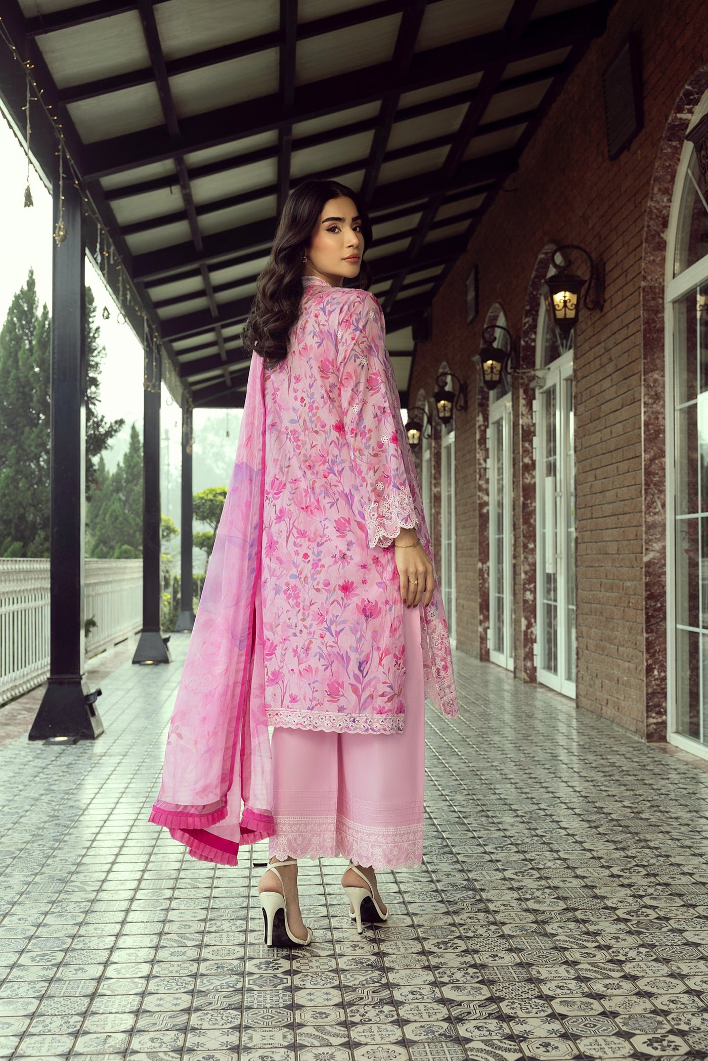 03 Piece Unstitched Printed Embroidered With Printed Chiffon Dupatta