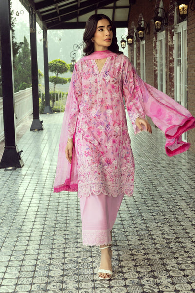 03 Piece Unstitched Printed Embroidered With Printed Chiffon Dupatta