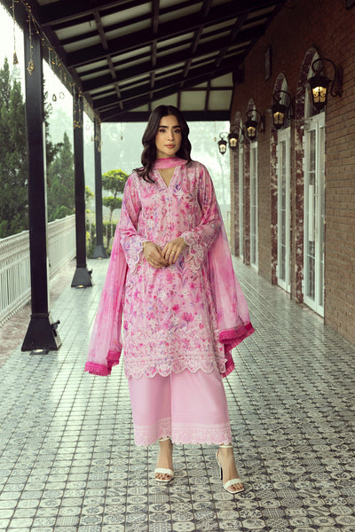 03 Piece Unstitched Printed Embroidered With Printed Chiffon Dupatta