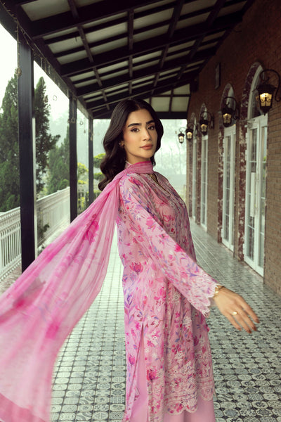 03 Piece Unstitched Printed Embroidered With Printed Chiffon Dupatta