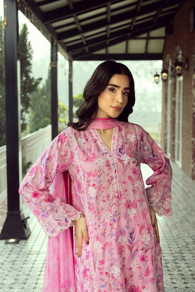 03 Piece Unstitched Printed Embroidered With Printed Chiffon Dupatta