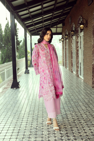 03 Piece Unstitched Printed Embroidered With Printed Chiffon Dupatta