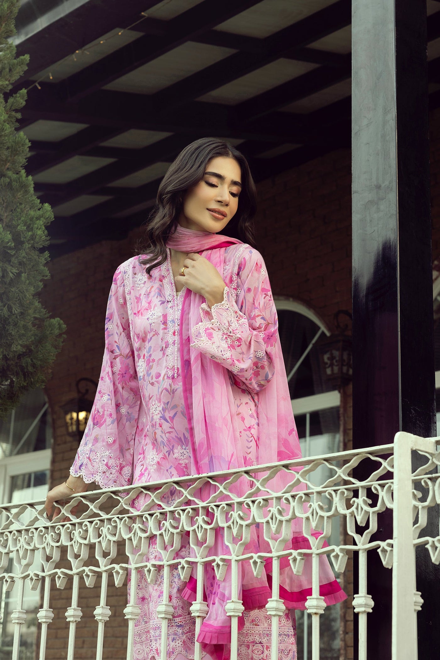 03 Piece Unstitched Printed Embroidered With Printed Chiffon Dupatta