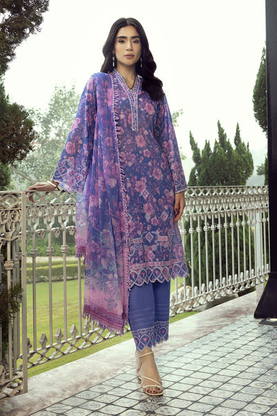 03 Piece Unstitched Printed Embroidered With Printed Chiffon Dupatta