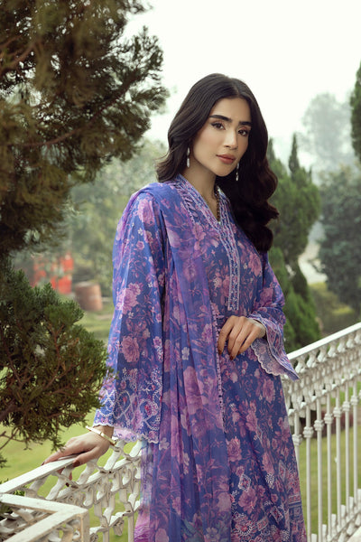 03 Piece Unstitched Printed Embroidered With Printed Chiffon Dupatta
