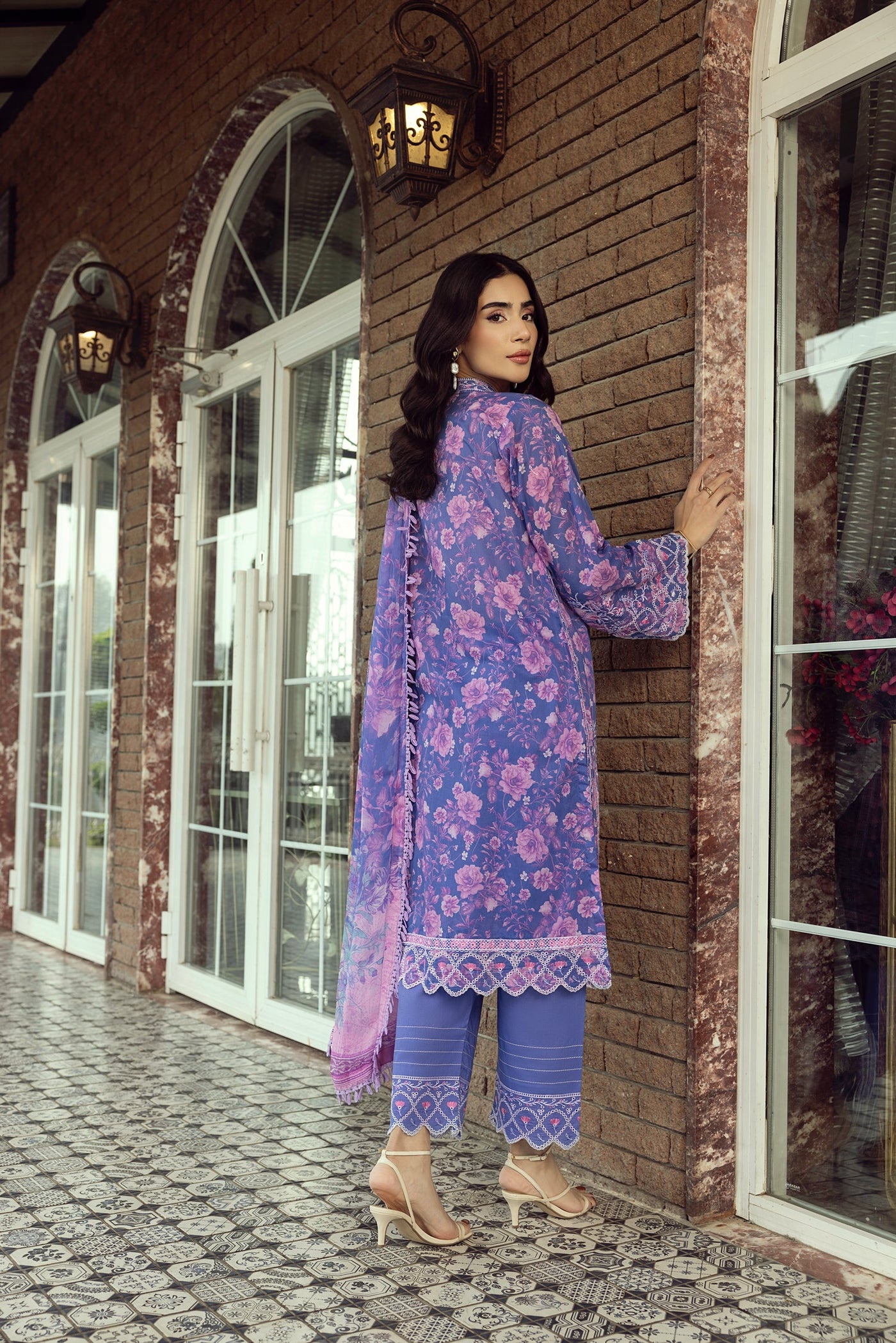 03 Piece Unstitched Printed Embroidered With Printed Chiffon Dupatta