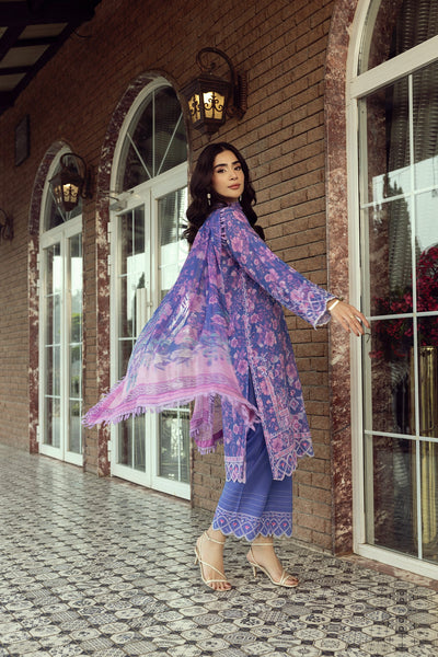 03 Piece Unstitched Printed Embroidered With Printed Chiffon Dupatta