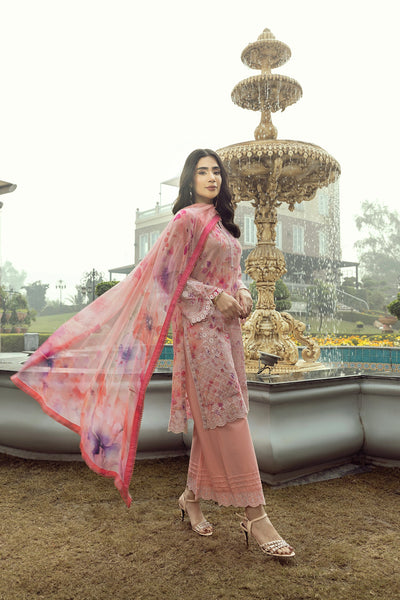 03 Piece Unstitched Printed Embroidered With Printed Chiffon Dupatta