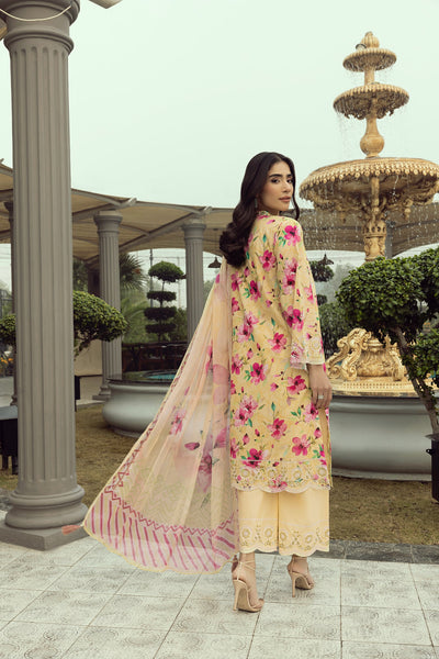 03 Piece Unstitched Printed Embroidered With Printed Chiffon Dupatta