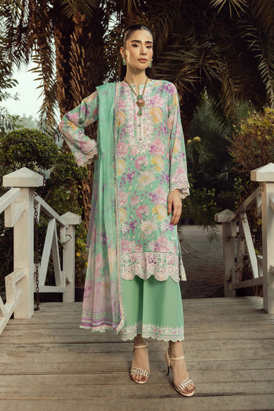 03 Piece Unstitched Printed Embroidered With Printed Chiffon Dupatta
