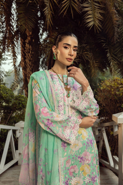 03 Piece Unstitched Printed Embroidered With Printed Chiffon Dupatta