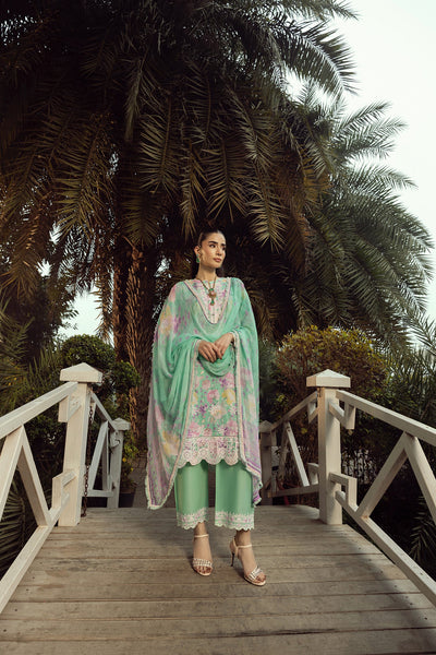 03 Piece Unstitched Printed Embroidered With Printed Chiffon Dupatta