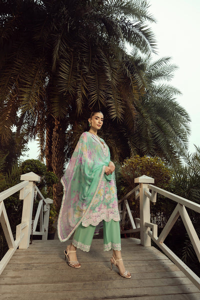 03 Piece Unstitched Printed Embroidered With Printed Chiffon Dupatta