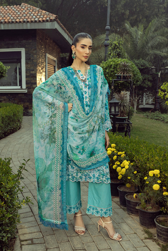 03 Piece Unstitched Printed Embroidered With Printed Chiffon Dupatta