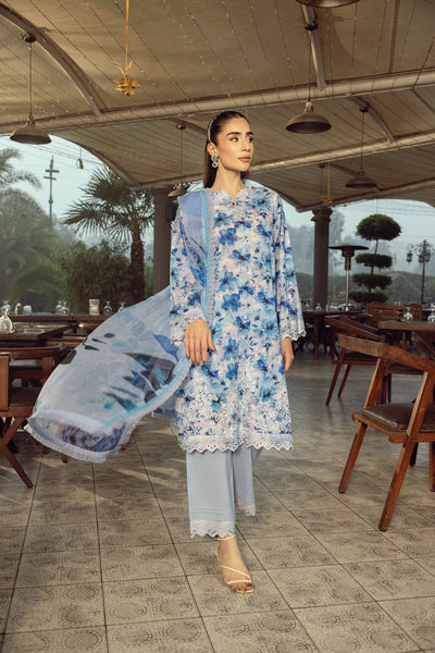 03 Piece Unstitched Printed Embroidered With Printed Chiffon Dupatta