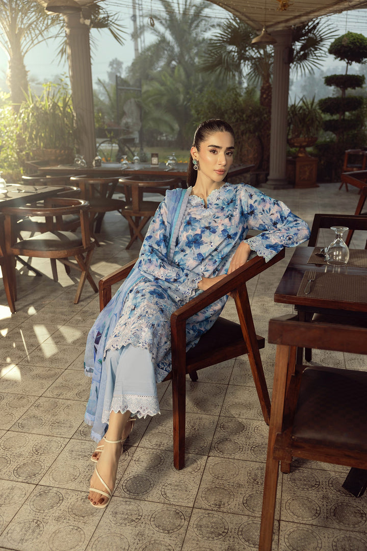 03 Piece Unstitched Printed Embroidered With Printed Chiffon Dupatta