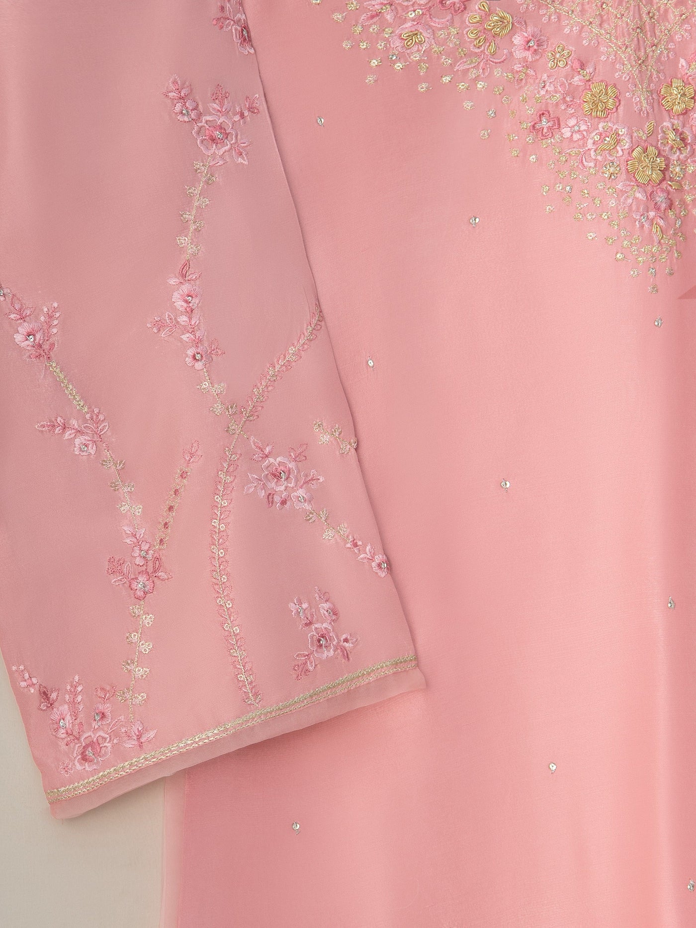 2 Piece - Pure Embroidered Raw Silk Suit