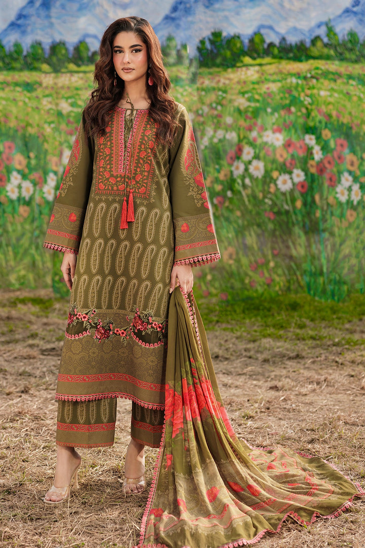3-PC Unstitched Embroidered Lawn Collection Unstitched
