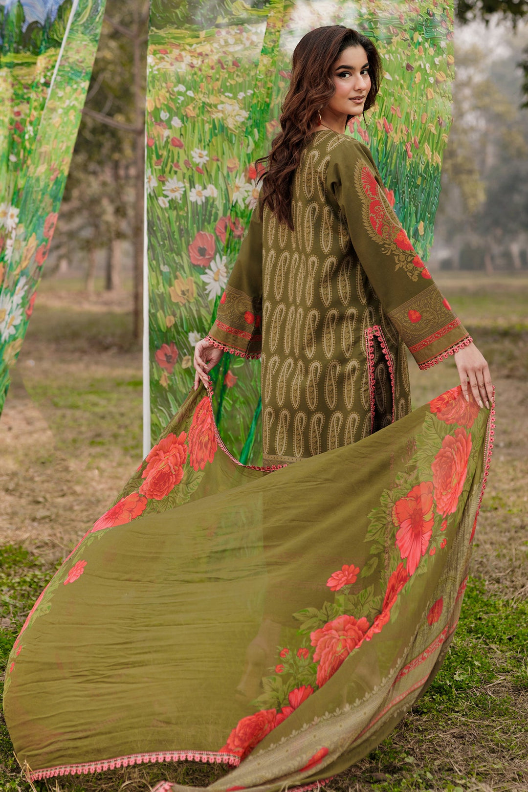 3-PC Unstitched Embroidered Lawn Collection Unstitched