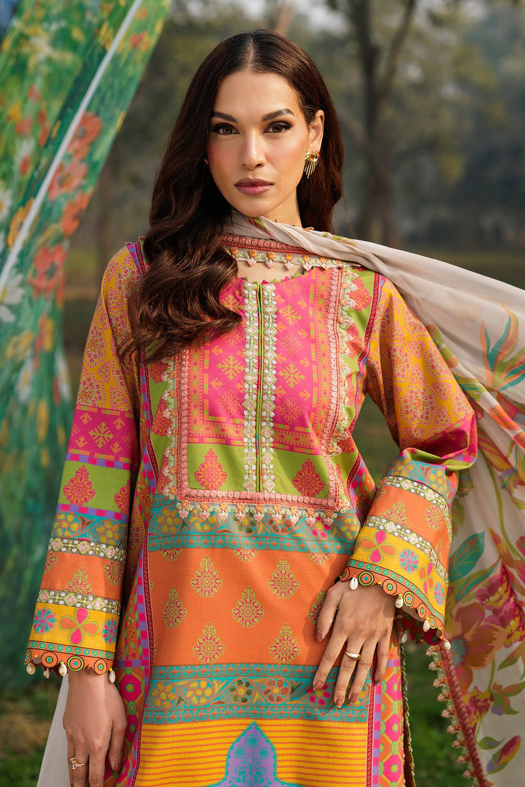 3-PC Unstitched Embroidered Lawn Collection Unstitched