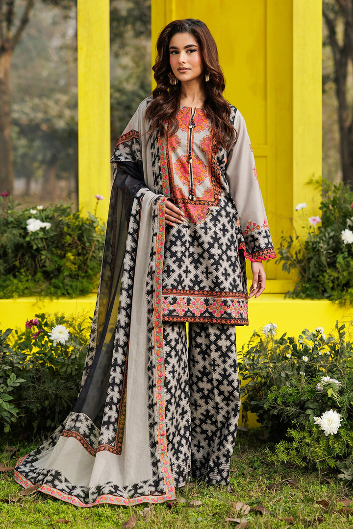 3-PC Unstitched Embroidered Lawn Collection Unstitched