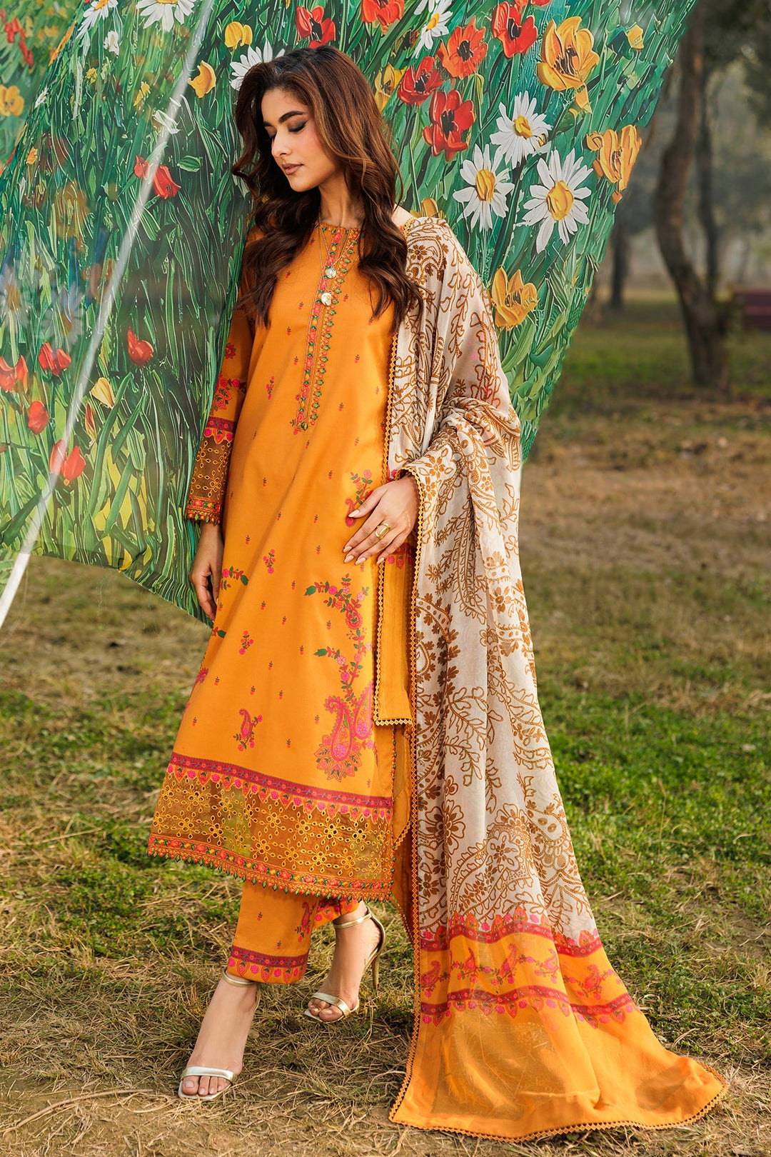 3-PC Unstitched Embroidered Lawn Collection Unstitched
