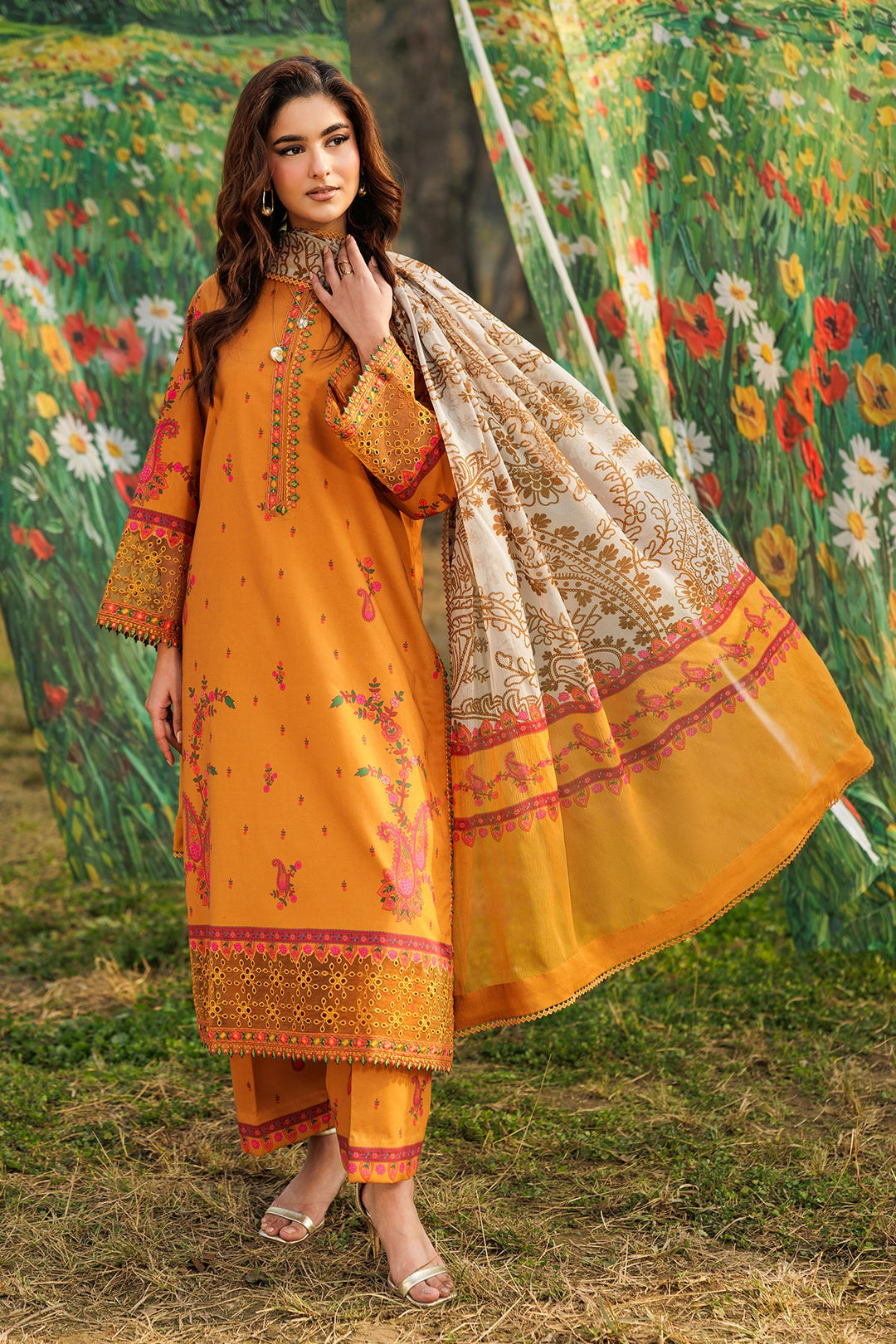 3-PC Unstitched Embroidered Lawn Collection Unstitched