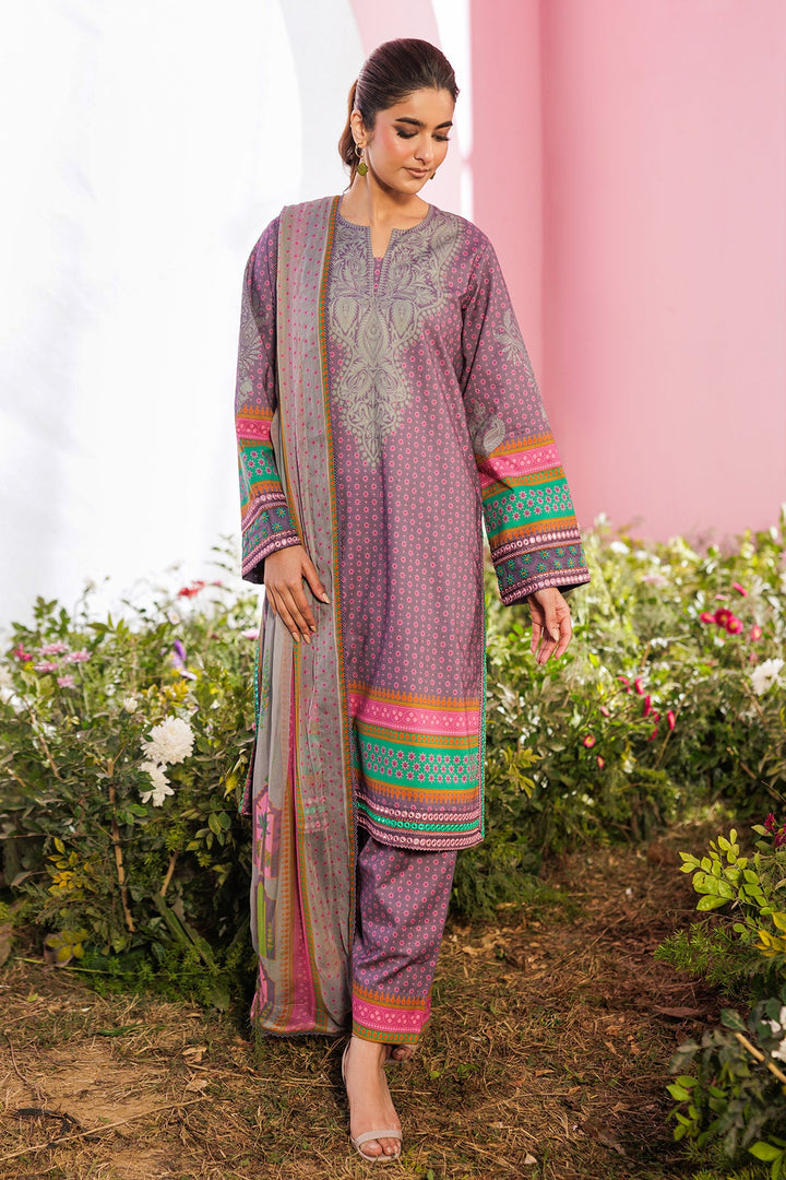 3-PC Unstitched Embroidered Lawn Collection Unstitched